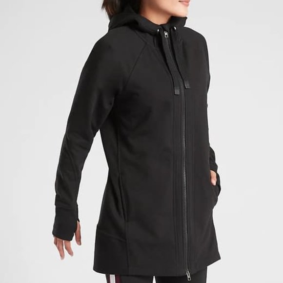 Athleta Jackets & Blazers - Athleta Black Triumph Long Hoodie Sz Small/Tall